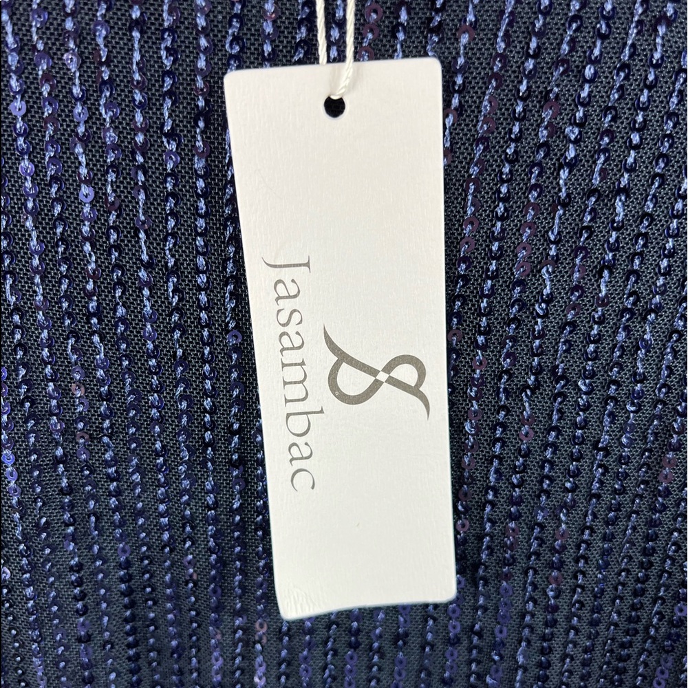 Jasambac Navy Sequin Cold Shoulder Top - Picture 5 of 8